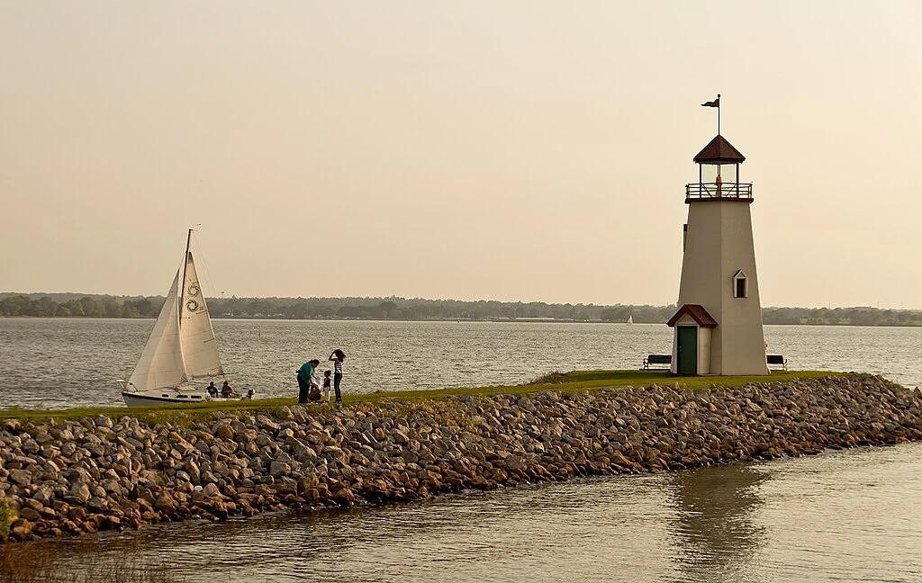 Lake Hefner in Oklahoma City with water